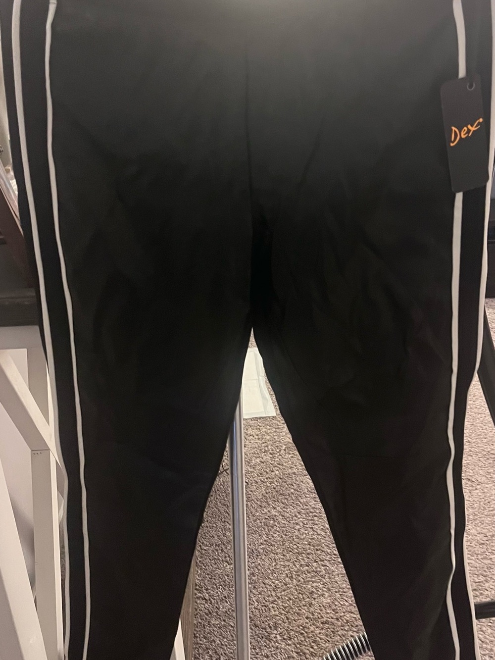 Dex Black Joggers with White Side Piping - Men